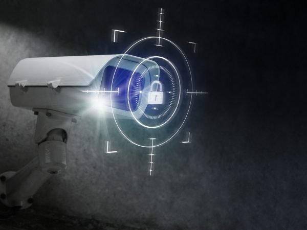 cctv security technology with lock icon digital remix